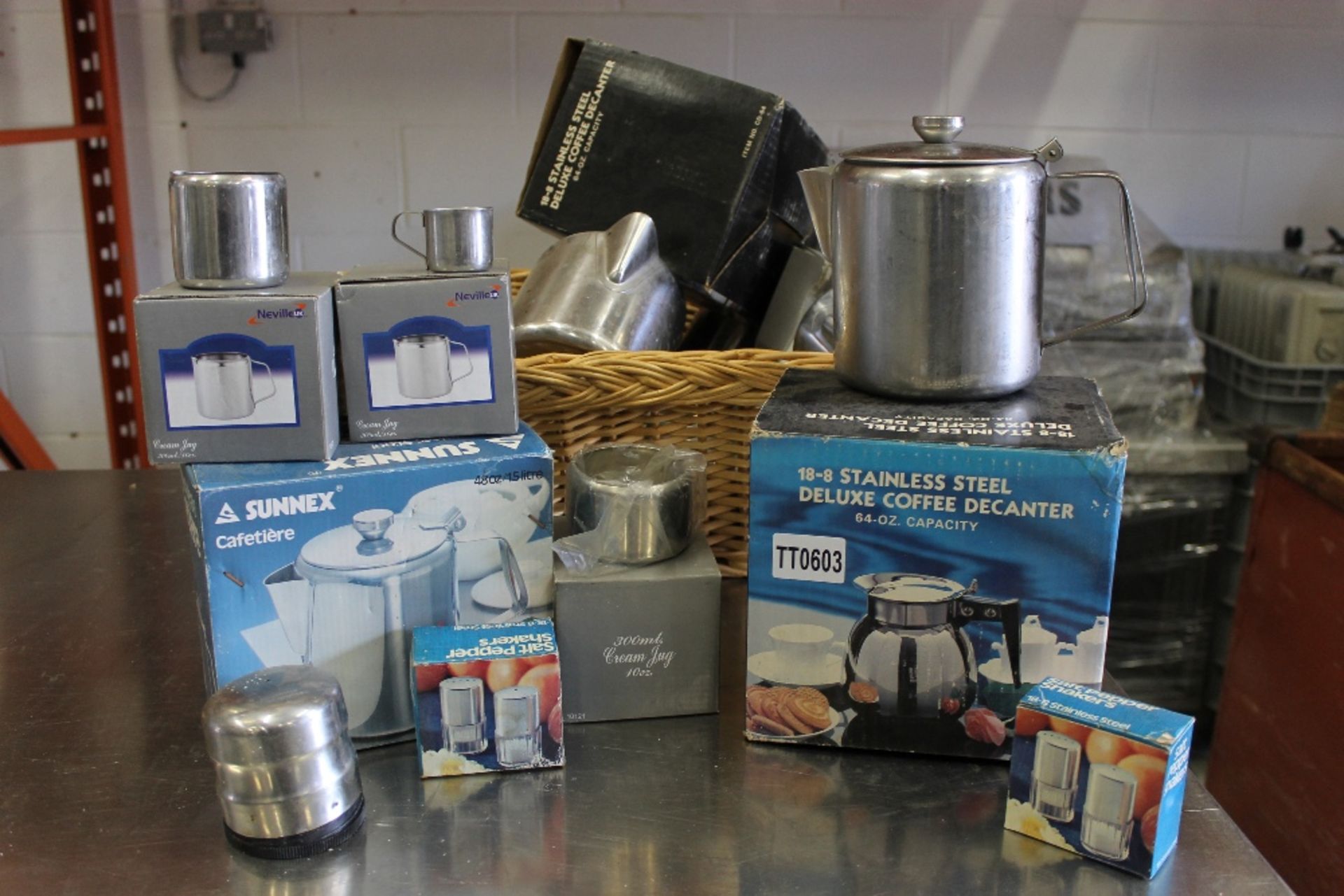 Job Lot to include: Stainless Steel Coffee Pots, Milk /Cream Jugs, Sugar Bowls & Cafetieres