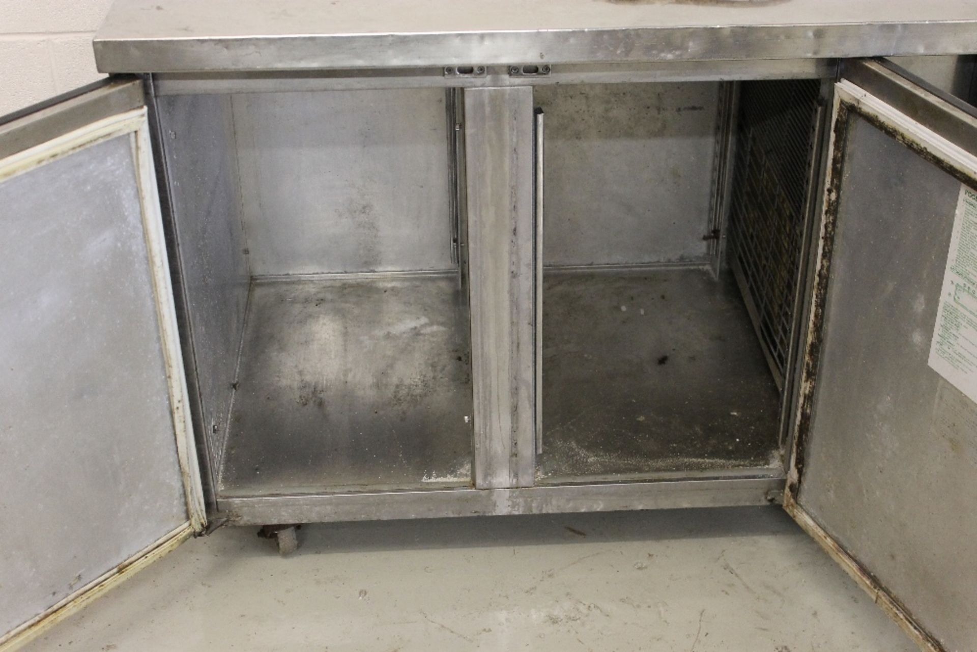 Foster 2 Door Stainless Steel Bench Fridge – 1 shelf-no runners W141cm x H85cm x D70cm - needs new - Image 2 of 3