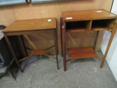 2 mahogany display tables with under shelf, 62cms x 79cms x 38cms. Estimate £20-30.