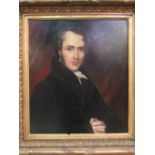 Gilt framed oil on card portrait of a gentleman. Estimate £30-50.