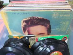 Box of 40 plus LP's, 2 boxes of Elvis and 30 plus 45's. Estimate £20-40