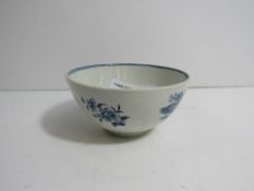 18thC blue and white tea bowl with floral design