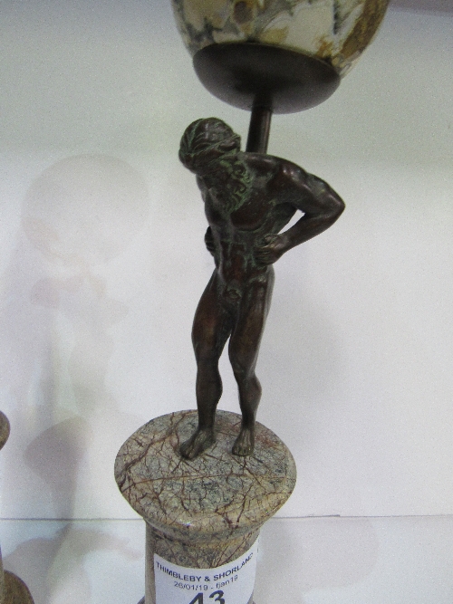 2 marble based bronze figures, heights 40cms & 34cms. Estimate £30-40. - Image 4 of 4