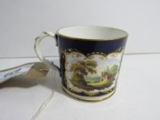 English circa 1820 china mug decorated with castle scenes. Estimate £80-100.