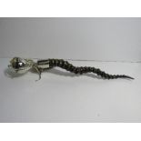 Asprey table lighter, black buck horn handle, silver reservoir, gymballed. Estimate £350-400.