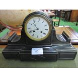 Slate case mantle clock by R & C, Paris/London (Richard & Co), with key. Estimate £20-30.