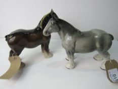 Staffordshire pottery grey shire horse & a Beswick bay shire horse
