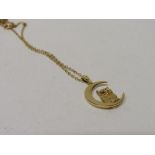 9ct gold cat pendant and chain wt 4.6g. Estimate £40-60