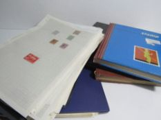Box of World stamps in 5 albums & on pages. Estimate £45-50.