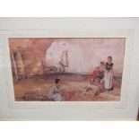 Framed and glazed print 'Gossip in a Provincial Wood Vault' by Sir William Russell Flint size 49 x