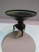 Meiji period Japanese bronze Censer on serpentine footed pedestal base. Estimate £40-60.