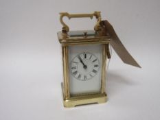 French 8-day repeater carriage clock, going order with key. Estimate £300-400.