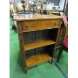 Mahogany open bookcase with frieze drawer to top, 61cms x 93cms x 27cms. Estimate £30-40.