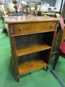 Mahogany open bookcase with frieze drawer to top, 61cms x 93cms x 27cms. Estimate £30-40.