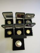 7 Royal Mint UK silver proof & CuNi medal & commemorative coins 2004 - 2008 with certificates.