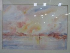 Framed & glazed watercolour of an estuary scene 'Be At Peace' signed Michael Goymour & framed &