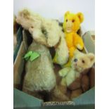 4 mohair bears (1950's). Estimate £20-30.