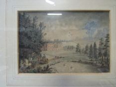 18th century hand-coloured lithograph of French chateau. Estimate £10-20.