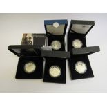 5 Royal Mint UK silver proof commemorative coins 2008 - 2015 with certificates. Estimate £70-90.