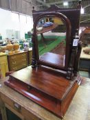 Georgian mahogany dressing table mirror. The dome top, cushion face & bevelled glass mirror is