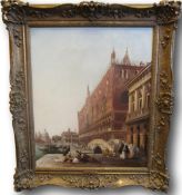 Edward Pritchett (1828-1864) oil on canvas of the Doges Palace, Venice