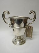 Double handled sterling silver trophy, without inscription. Hallmarked 1932 & made by Alexander