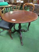 Georgian mahogany pad foot folding breakfast table, 76cms diameter, 71cms height. Estimate £20-40.