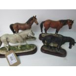 4 various horse figurines