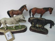 4 various horse figurines