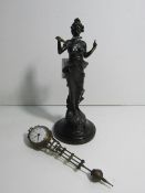 Circa 1905 Junghans bronze 'Diana' figural mystery clock on fitted pedestal base, gwo. Estimate £