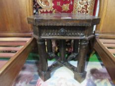 Antique oak centre column side table