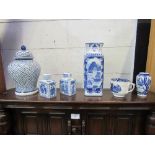 6 various blue & white pottery