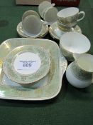 Wedgwood 'Gold Columbia' sage green part tea set