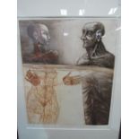 Large contemporary modern etching signed and dated 1989