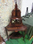 Inlaid Rosewood corner wot-not. Estimate £20-30.