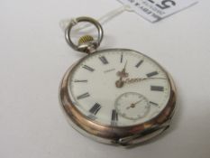 Circa 1908 Omega pocket watch in 0.800 Swiss silver case. German inscription, reading ""Dedicated to
