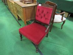 Mahogany framed upholstered nursing chair. Estimate £30-50.