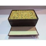 1930's Chinese Mah Jong set in faux red Morocco case, complete set with instructions bamboo tiles,