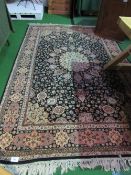 Black ground 'Super Keshan' carpet, 300cms x 200cms