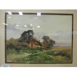 Framed & glazed print of a cottage in the country. Estimate £5-10.
