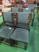 Set of 5 chairs & a carver, recently re-upholstered. Estimate £100-120.