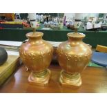 2 gold painted ceramic table lamps. Estimate £5-10.