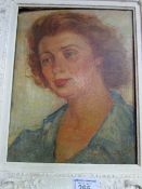 Oil on board portrait of a lady, signed 'Beaufort'. Estimate £5-10.