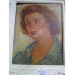 Oil on board portrait of a lady, signed 'Beaufort'. Estimate £5-10.