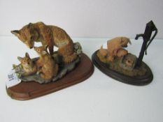 Leonardo Collection fox & cubs & Country Artists pig & trough. Estimate £10-20.