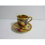 Royal Worcester cup and saucer of painted fruit signed by P. Platt
