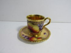 Royal Worcester cup and saucer of painted fruit signed by P. Platt