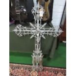 Large metal silver painted crucifix, 125cms high x 82cms wide