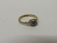 Victorian 18ct gold, sapphire & diamond ring, wt 3gms, size N. Estimate £110-140.