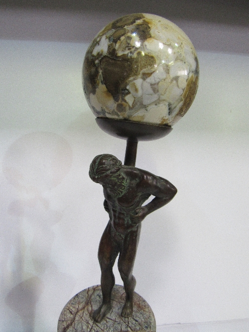 2 marble based bronze figures, heights 40cms & 34cms. Estimate £30-40. - Image 2 of 4